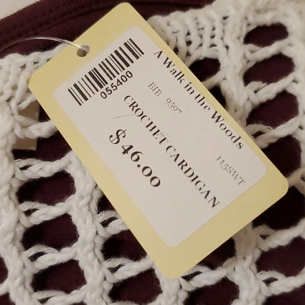 NWT White SZ Small Crocheted Sweater by BiBi - Picture 6 of 9